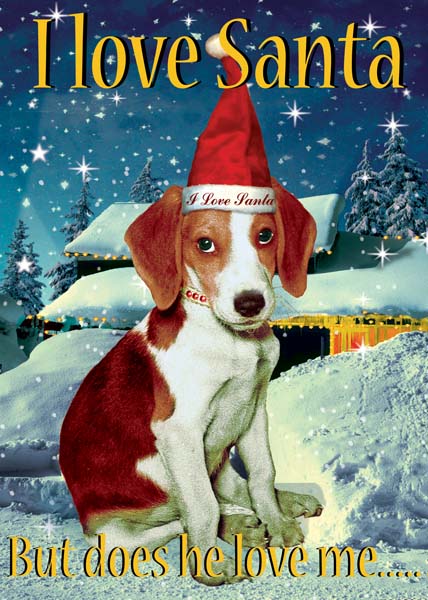 I Love Santa Dog Christmas Greeting Card by Max Hernn